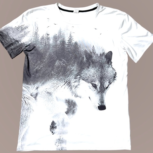 Source Unknown Other - Forrest Snow Wolf 3D All Over Graphic Print Short Sleeve T-Shirt Unisex XL